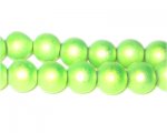 10mm Drizzled Apple Green Glass Bead, approx. 17 beads