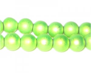 10mm Drizzled Apple Green Glass Bead, approx. 17 beads