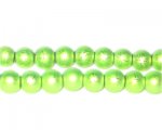 8mm Drizzled Apple Green Glass Bead, approx. 35 beads