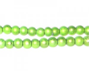 6mm Drizzled Apple Green Bead, approx. 50 beads