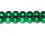 12mm Drizzled Dark Green Bead, approx. 14 beads