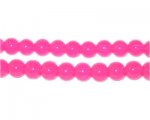 6mm Hot Pink Jade-Style Glass Bead, approx. 77 beads