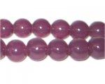 12mm Plum Jade-Style Glass Bead, approx. 18 beads