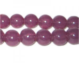 12mm Plum Jade-Style Glass Bead, approx. 18 beads