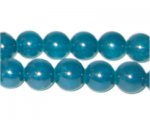 12mm Deep Aqua Jade-Style Glass Bead, approx. 18 beads