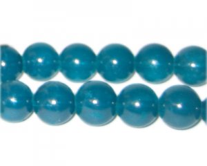 12mm Deep Aqua Jade-Style Glass Bead, approx. 18 beads
