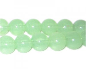 12mm Soft Green Jade-Style Glass Bead, approx. 18 beads