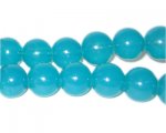 12mm Aqua Jade-Style Glass Bead, approx. 18 beads