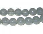 12mm Silver Jade-Style Glass Bead, approx. 18 beads