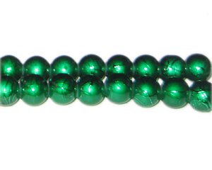 (image for) 10mm Drizzled Dark Green Bead, approx. 17 beads