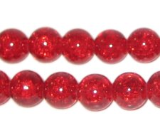 (image for) 10mm Light Red Crackle Bead, 8" string, approx. 21 beads