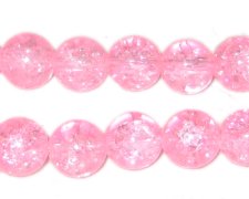 (image for) 10mm Baby Pink Crackle Glass Bead, approx. 21 beads