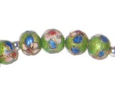 (image for) 10mm Apple Green Round Cloisonne Bead, 4 beads