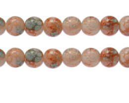 (image for) 12mm Peach Swirl Marble-Style Glass Bead, approx. 14 beads