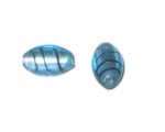 18 x 12mm Turq. Inside-Foil Oval Handmade Lampwork Bead, 4 beads 18 x 12mm Turq. Inside-Foil Oval Handmade Lampwork Bead, 4 beads