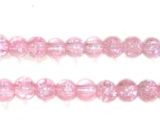 (image for) 6mm Baby Pink Crackle Glass Bead, approx. 74 beads