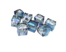 (image for) 12mm Silvery Blue Faceted Glass Cube Bead, 8 beads