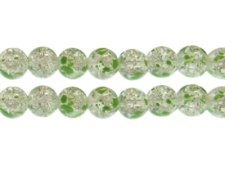 (image for) 12mm Greenbrier Crackle Spray Glass Bead, approx. 18 beads