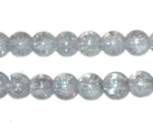 (image for) 8mm Silver Crackle Glass Bead, approx. 55 beads