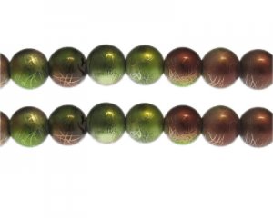 (image for) 12mm Apple/L. Copper Drizzled Glass Bead, approx. 13 beads