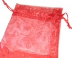 3.25 x 3.75" Strawberry Red Organza Gift Bag - 5 bags