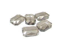 (image for) 18 x 14mm Silver Faceted Glass Rectangle Bead, 5 beads