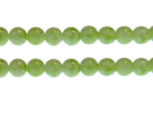 (image for) 10mm Lime Green Marble-Style Glass Bead, approx. 21 beads