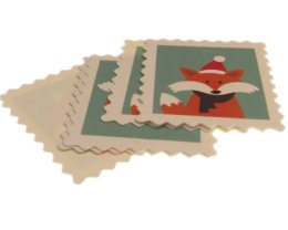 (image for) 1.5 x 2" Christmas Fox Gift Tag with hole, 6 tags