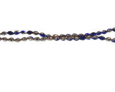 (image for) 6 x 4mm Blue/Silver Faceted Electroplated Drop Glass Bead, 20" string