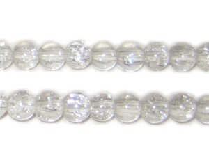 (image for) 6mm Crystal Round Crackle Glass Bead, approx. 74 beads