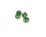 8 x 12mm Green Floral Lampwork Glass Bead, 4 beads, large hole 8 x 12mm Green Floral Lampwork Glass Bead, 4 beads, large hole