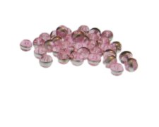 (image for) Approx. 1oz. x 6mm Pink Glass Bead w/Silver Line