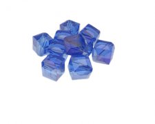 (image for) 10mm Sky Blue Luster Faceted Cube Glass Bead, 10 beads