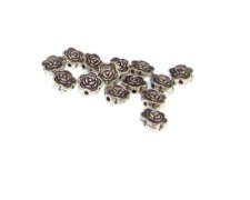 (image for) 8mm Silver Rose Metal Spacer Bead, approx. 15 beads