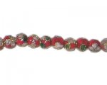 6mm Red Round Cloisonne Bead, 7 beads