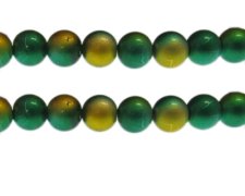 (image for) 12mm Drizzled Green/Gold Glass Bead, approx. 13 beads