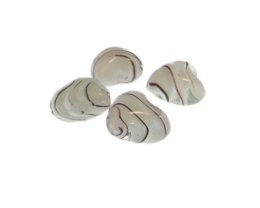 (image for) 20mm White Striped Heart Lampwork Glass Bead, 5 beads