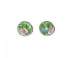 14mm Apple Green Floral Handmade Lampwork Bead, 4 beads 14mm Apple Green Floral Handmade Lampwork Bead, 4 beads