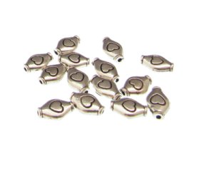 (image for) 10 x 6mm Silver Heart Metal Spacer Bead, approx. 15 beads