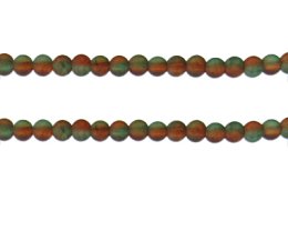 (image for) 6mm Aqua/Orange Crackle Frosted Duo Bead, approx. 46 beads