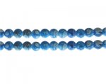 8mm Turquoise Swirl Marble-Style Glass Bead, approx. 35 beads