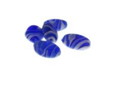 (image for) 20 x 14mm Blue/White Oval Lampwork Glass Bead, 5 beads