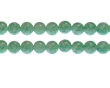 (image for) 10mm Light Aqua Marble-Style Glass Bead, approx. 22 beads