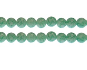 (image for) 10mm Light Aqua Marble-Style Glass Bead, approx. 22 beads