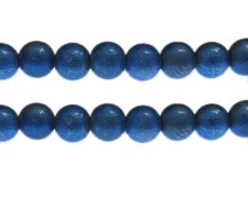 (image for) 12mm Drizzled Deep Turquoise Glass Bead, approx. 13 beads