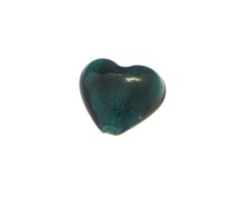 (image for) 28mm Aqua Foil Heart Lampwork Glass Bead, 2 beads