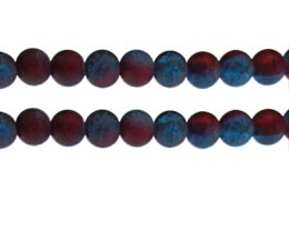 (image for) 10mm Red/Blue Crackle Frosted Duo Bead, approx. 17 beads