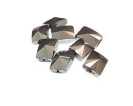 (image for) 14 x 10mm Silver Electroplated Rectangle Glass Bead, 8 beads