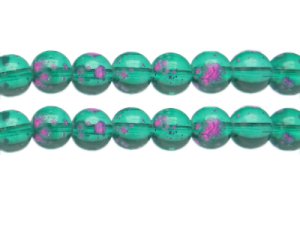 (image for) 12mm Green Spray Glass Bead, approx. 14 beads