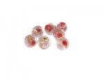 10mm Red Floral Lampwork Glass Bead, 6 beads 10mm Red Floral Lampwork Glass Bead, 6 beads